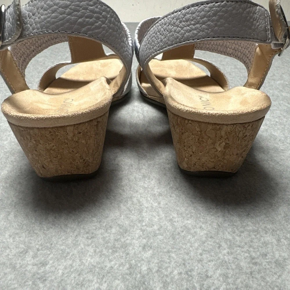 Vionic Kaytie‎ Wedge Suede Sandal Blue Haze Woman's Size 8.5